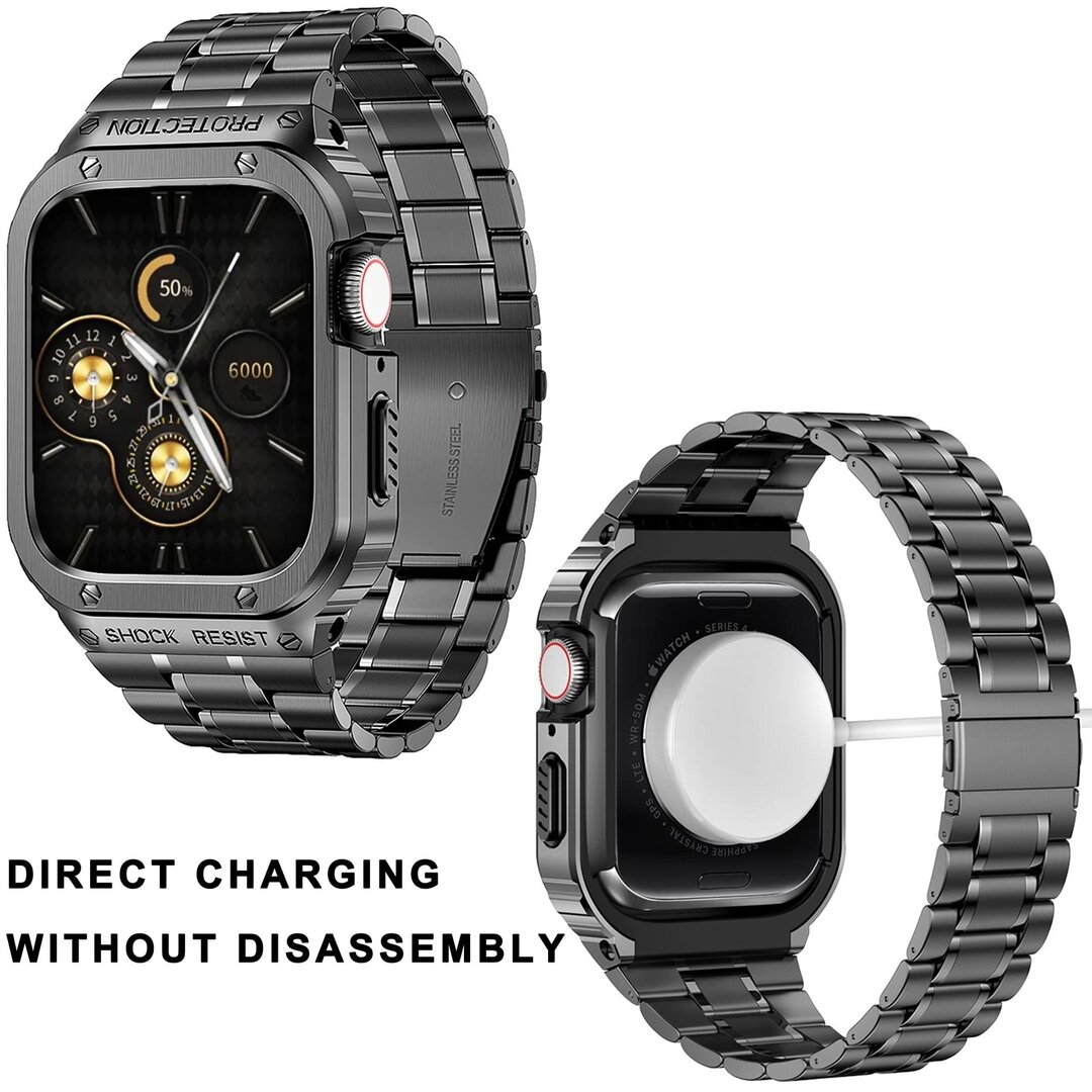 Ultra-Schutz-Edelstahlband - Schwarz - Geeignet f&uuml;r Apple Watch 44mm