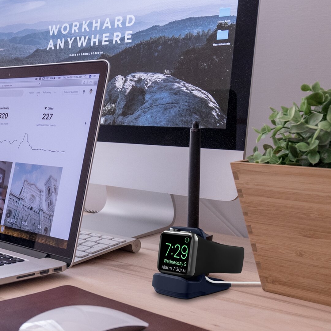 Silikonhalterung f&uuml;r Apple Watch - Dunkelblau - Geeignet f&uuml;r alle Apple Watch Serien