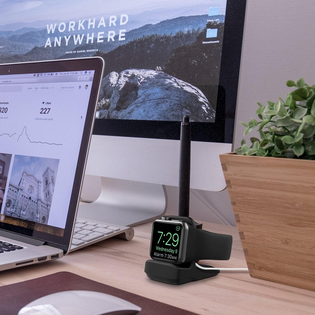 Silikonhalterung f&uuml;r Apple Watch - Schwarz - Geeignet f&uuml;r alle Apple Watch Serien