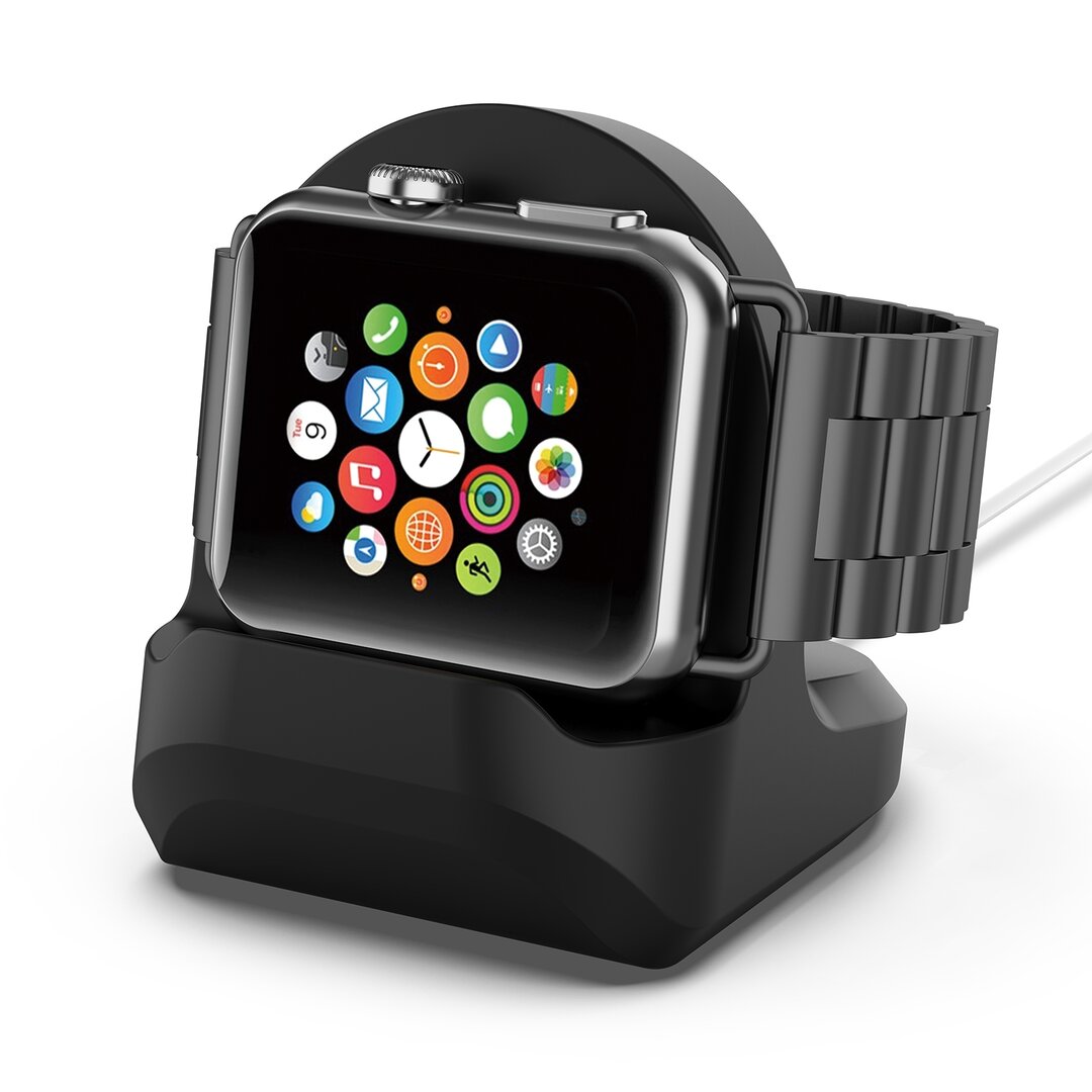 Apple Watch Ladehalterung - Silikon - Schwarz - Geeignet f&uuml;r Apple Watch