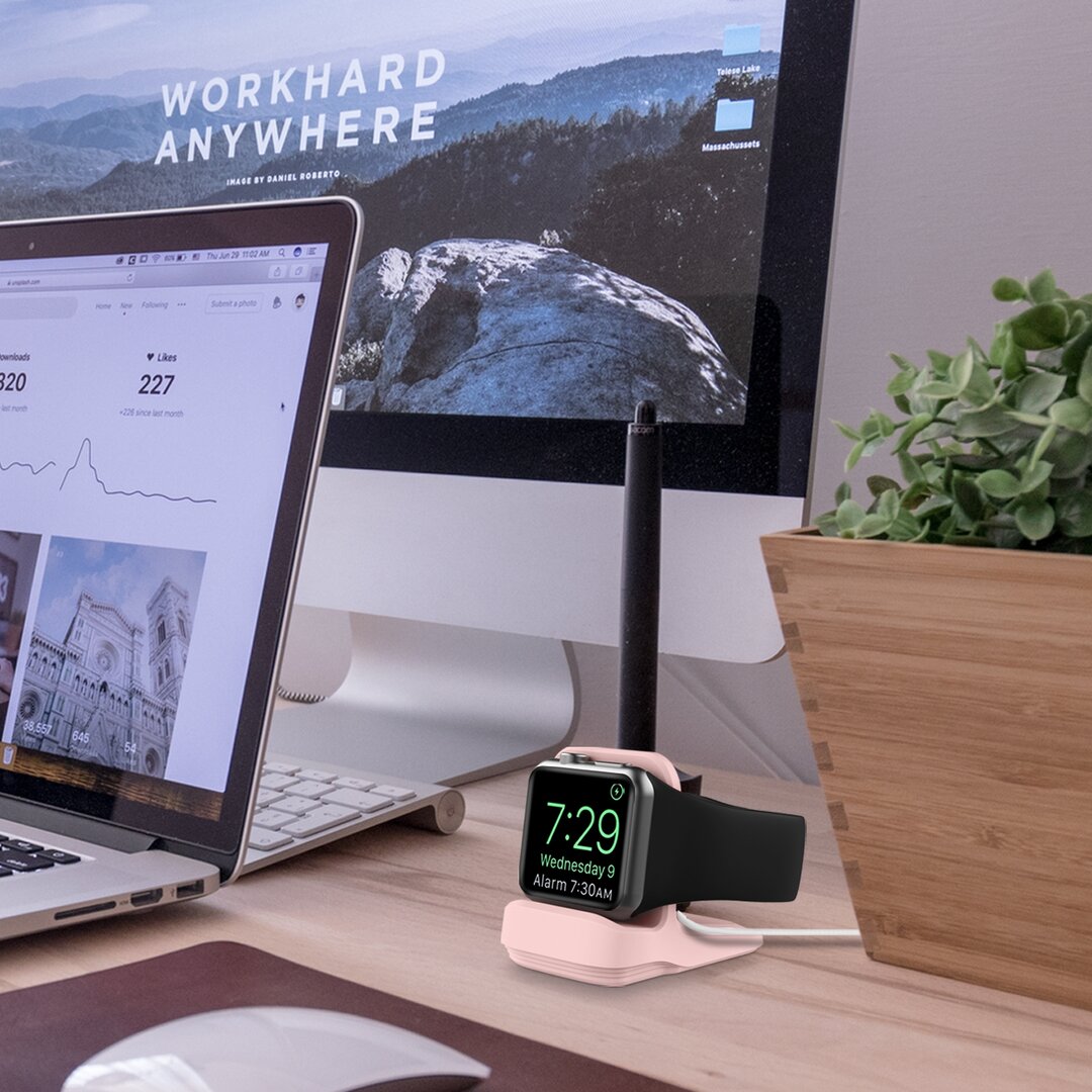 Silikonhalterung f&uuml;r Apple Watch - Pink - Geeignet f&uuml;r alle Apple Watch Serien