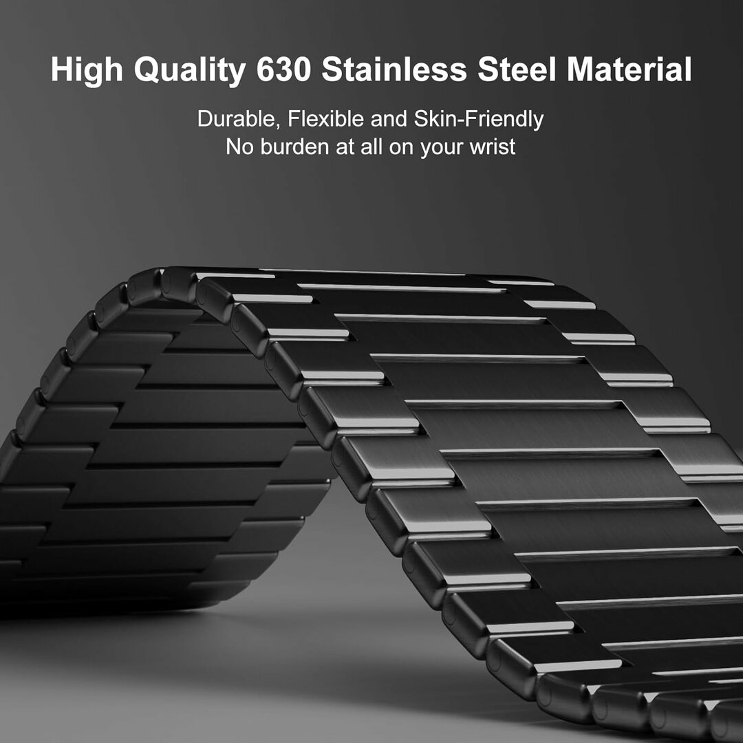 Magnetisches Stahlband - Sehr starker Magnet - Schwarz - Geeignet f&uuml;r Apple Watch 38mm / 40mm / 41mm / 42mm