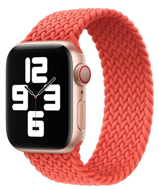 Geflochtenes Solo Loop Nylonband - Gr&ouml;&szlig;e: M - Weiches Orange - Geeignet f&uuml;r Apple Watch 44mm / 45mm / 46mm / 49mm