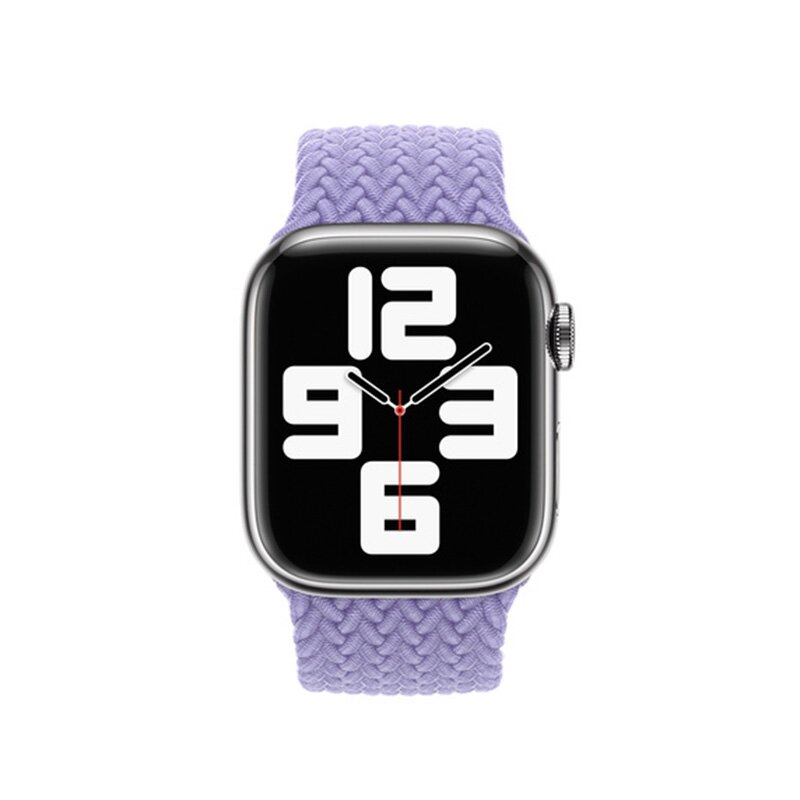 Geflochtenes Solo Loop Nylonband - Gr&ouml;&szlig;e: S - Flieder - Geeignet f&uuml;r Apple Watch 38mm / 40mm / 41mm