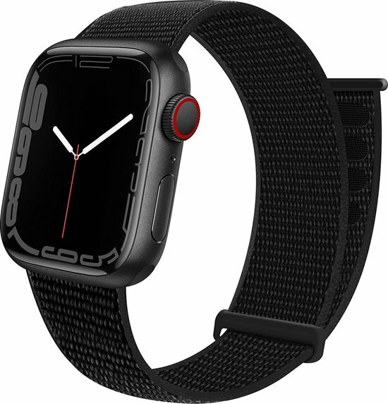 Nylon Sport Looparmband - Schwarz - Extra starker Klettverschluss - Geeignet f&uuml;r Apple Watch 38mm / 40mm / 41mm