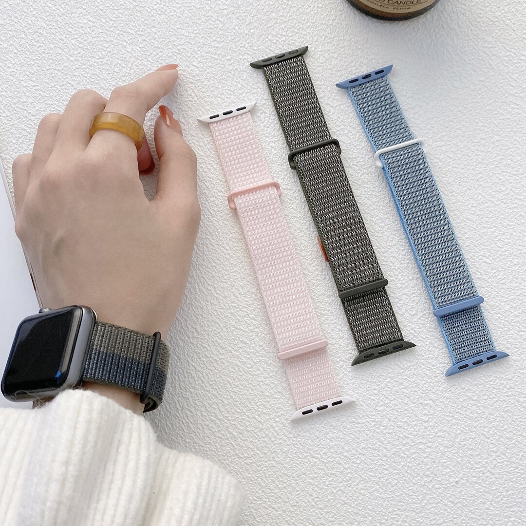 Nylon Sport Looparmband - Wei&szlig; - Extra starker Klettverschluss - Geeignet f&uuml;r Apple Watch 38mm / 40mm / 41mm