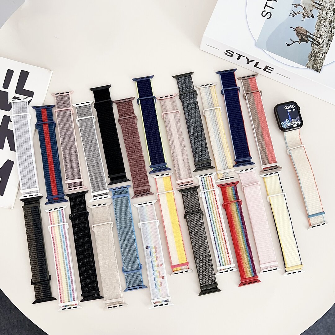 Nylon Sport Looparmband - Wei&szlig; - Extra starker Klettverschluss - Geeignet f&uuml;r Apple Watch 38mm / 40mm / 41mm