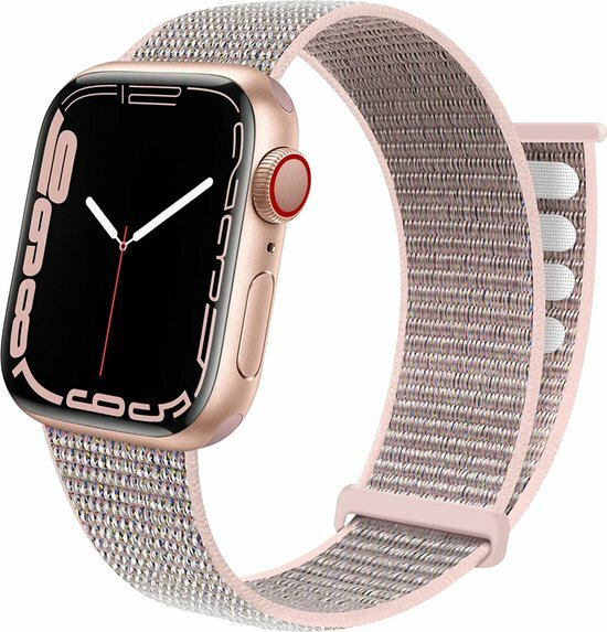 Nylon Sport Looparmband - Sandrosa - Extra starker Klettverschluss - Geeignet f&uuml;r Apple Watch 38mm / 40mm / 41mm