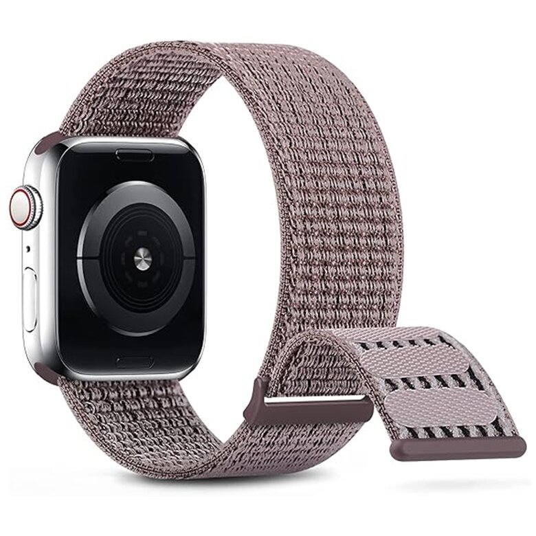 Nylon Sport Looparmband - Lila - Extra starker Klettverschluss - Geeignet f&uuml;r Apple Watch 44mm / 45mm / 46mm / 49mm