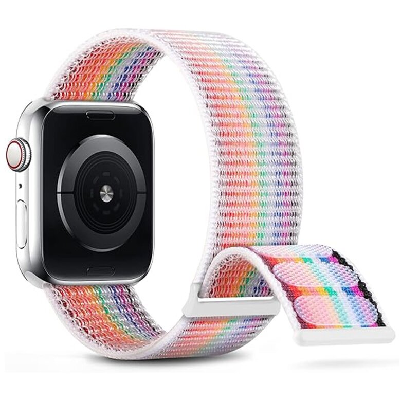 Nylon Sport Looparmband - Mehrfarbig - Extra starker Klettverschluss - Geeignet f&uuml;r Apple Watch 44mm / 45mm / 46mm / 49mm