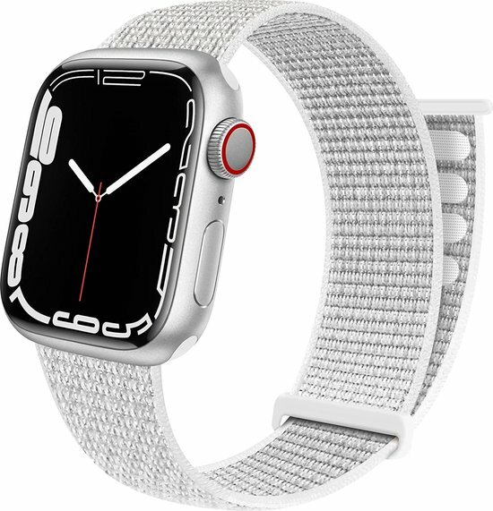 Nylon Sport Looparmband - Wei&szlig; - Extra starker Klettverschluss - Geeignet f&uuml;r Apple Watch 44mm / 45mm / 46mm / 49mm