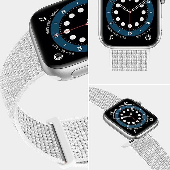 Nylon Sport Looparmband - Wei&szlig; - Extra starker Klettverschluss - Geeignet f&uuml;r Apple Watch 44mm / 45mm / 46mm / 49mm