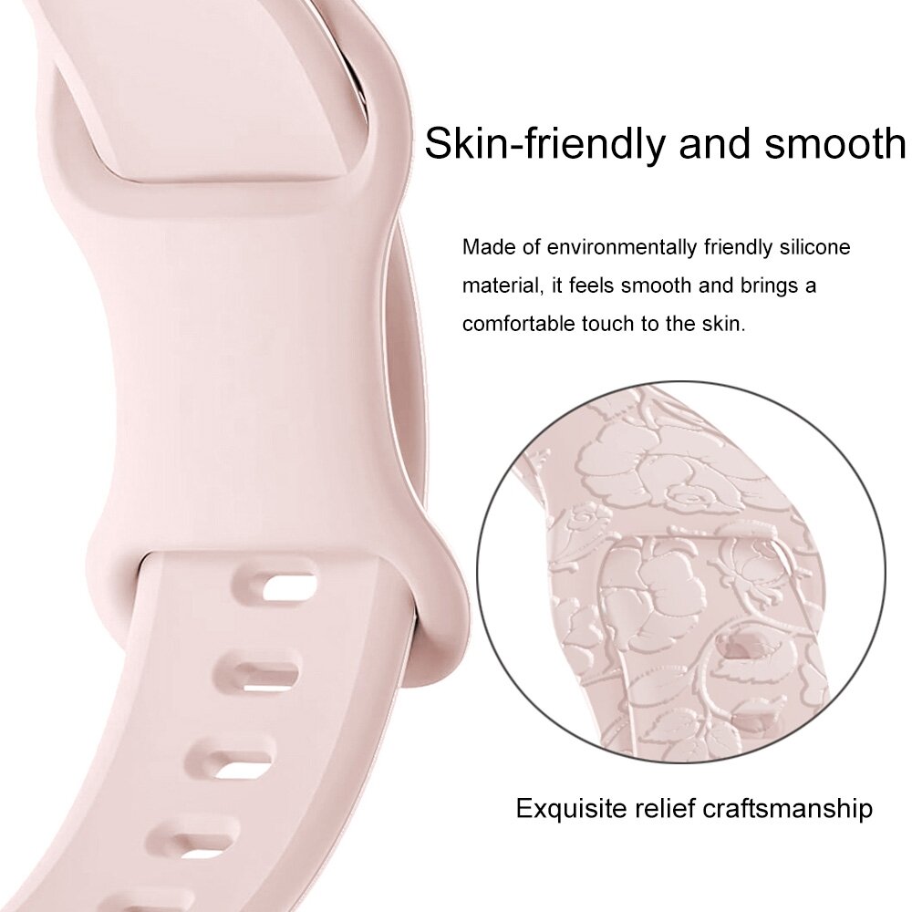 Silikonband Rose Print - Schwarz - Geeignet f&uuml;r Apple Watch 38mm / 40mm / 41mm