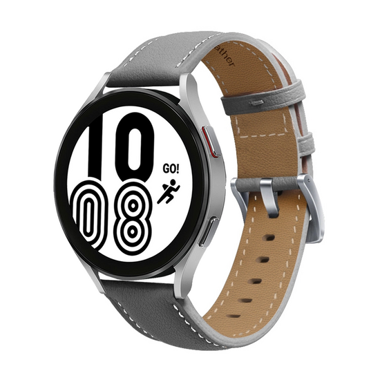 Premium Lederarmband - Grau - Samsung Galaxy Watch 7 - 40mm / 44mm &amp; Watch FE