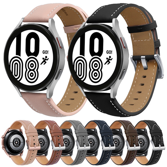 Premium Lederarmband - Grau - Samsung Galaxy Watch 7 - 40mm / 44mm &amp; Watch FE