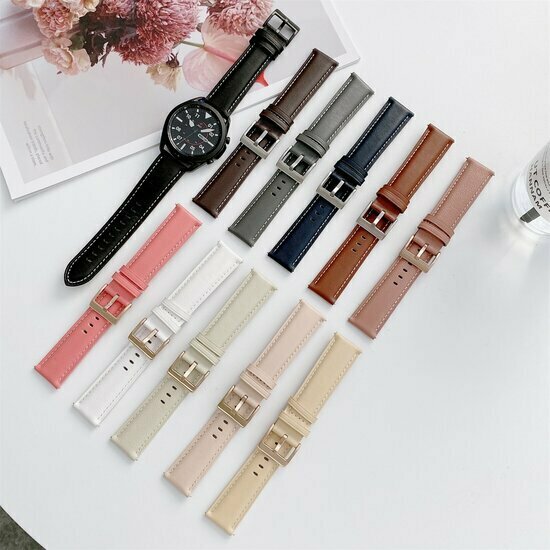 Premium Lederarmband - Grau - Samsung Galaxy Watch 7 - 40mm / 44mm &amp; Watch FE