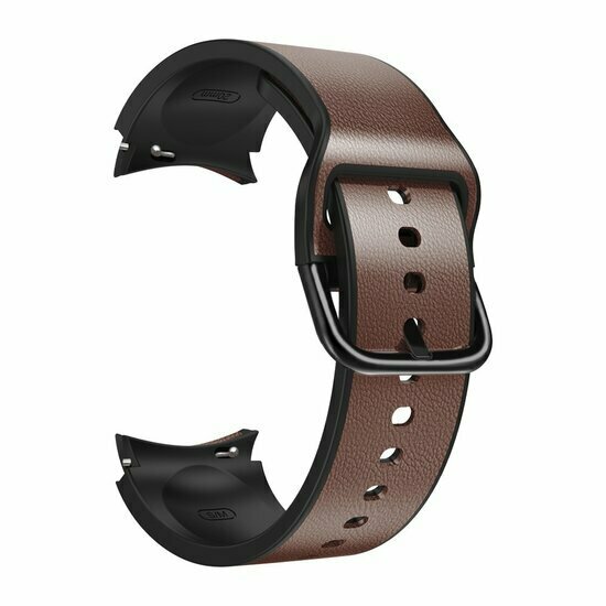 2 in 1 Silikon/Lederband - Dunkelbraun - Samsung Galaxy Watch 7 - 40mm / 44mm &amp; Watch FE
