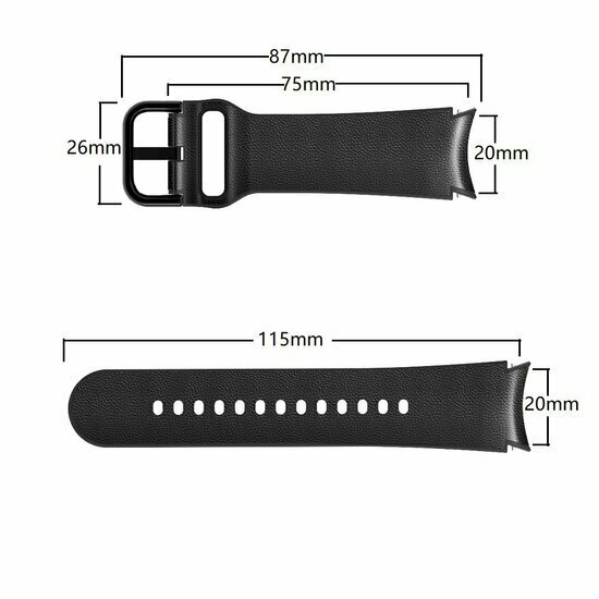 2 in 1 Silikon/Lederband - Dunkelbraun - Samsung Galaxy Watch 7 - 40mm / 44mm &amp; Watch FE