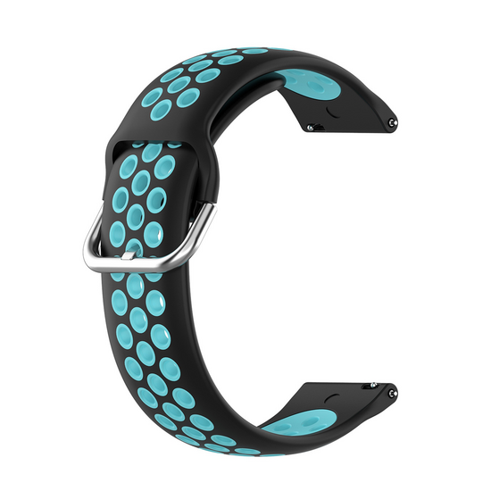 Silikon-Sportarmband mit Schnalle - Schwarz + Blau - Samsung Galaxy Watch 7 - 40mm / 44mm &amp; Watch FE