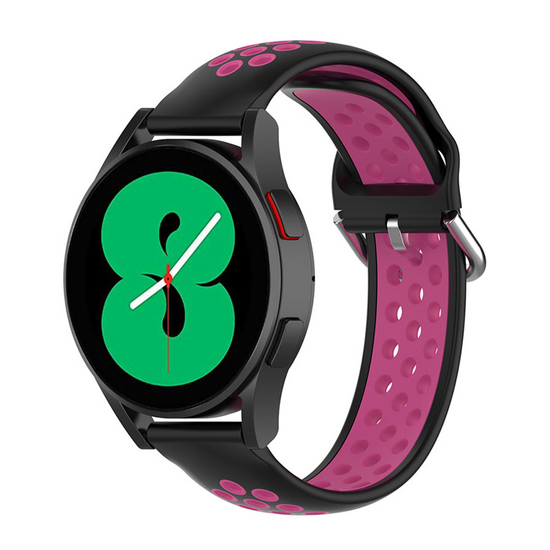 Silikon-Sportarmband mit Schnalle - Schwarz + Rosa - Samsung Galaxy Watch 7 - 40mm / 44mm &amp; Watch FE
