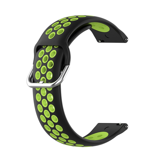 Silikon-Sportarmband mit Schnalle - Schwarz + Gr&uuml;n - Samsung Galaxy Watch 7 - 40mm / 44mm &amp; Watch FE