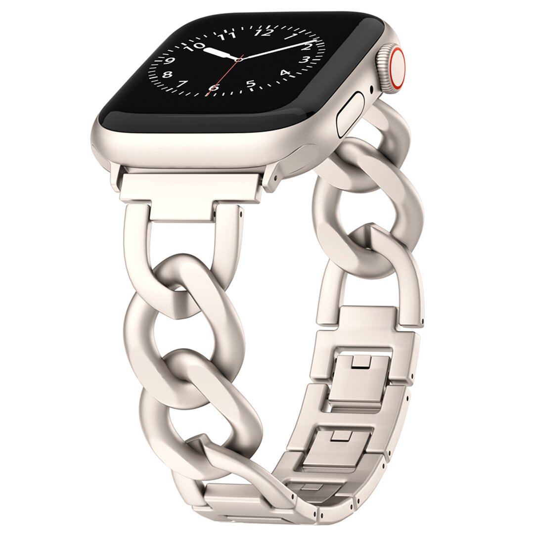 Schnellverschluss-Kettenarmband aus Metall - Polarstern / Starlight - Geeignet f&uuml;r Apple Watch 44mm / 45mm / 46mm / 49mm