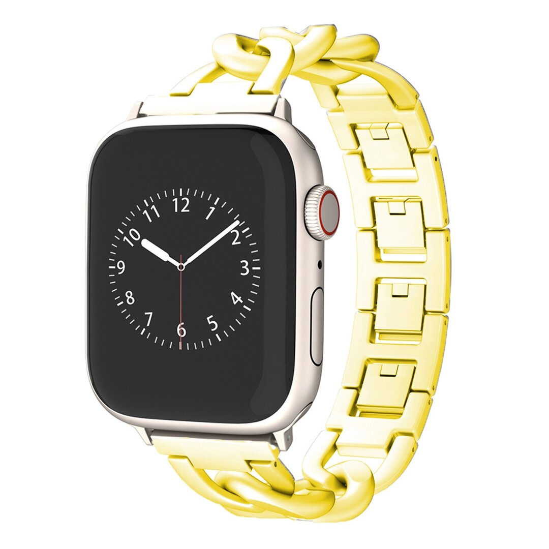 Schnellverschluss-Kettenarmband aus Metall - Gold - Geeignet f&uuml;r Apple Watch 44mm / 45mm / 46mm / 49mm