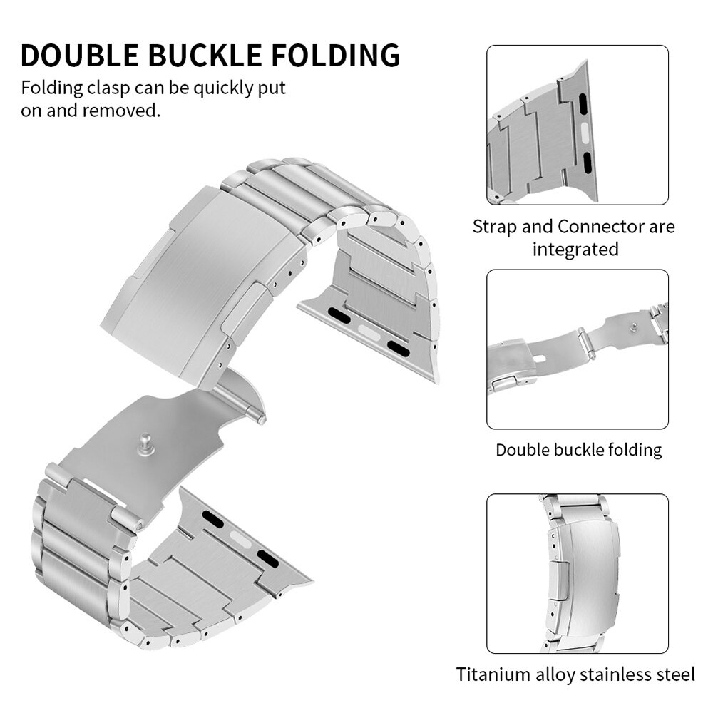 Titanium Gliederarmband - Silber - Passend f&uuml;r Apple Watch 38mm / 40mm / 41mm / 42mm