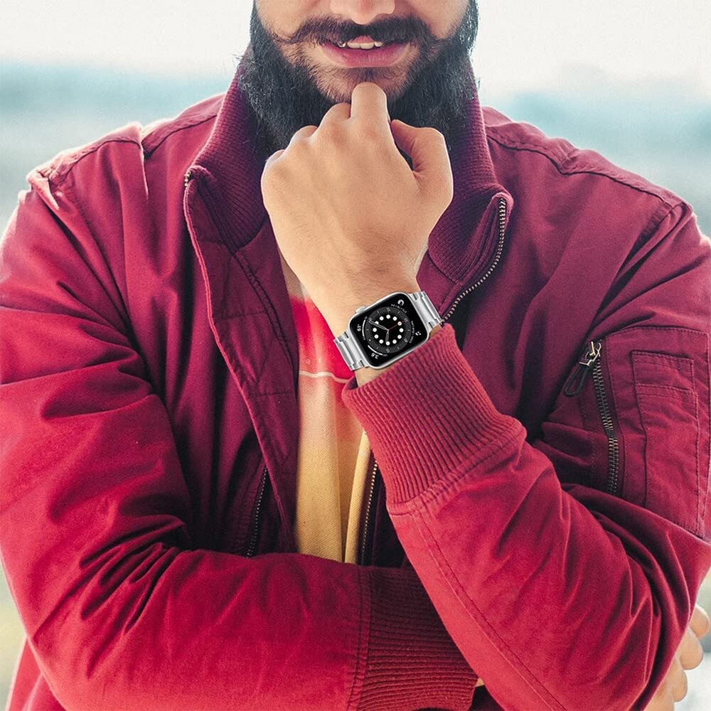 Titanium Gliederarmband - Silber - Passend f&uuml;r Apple Watch 38mm / 40mm / 41mm / 42mm