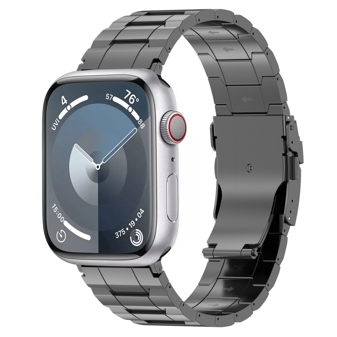 Titanium Premium Link Armband - Space Grau - Geeignet f&uuml;r Apple Watch 44mm / 45mm / 46mm / 49mm