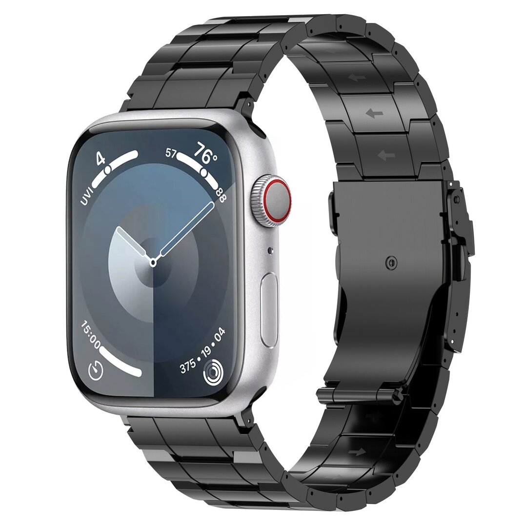 Titanium Premium Link Armband - Schwarz - Geeignet f&uuml;r Apple Watch 44mm / 45mm / 46mm / 49mm