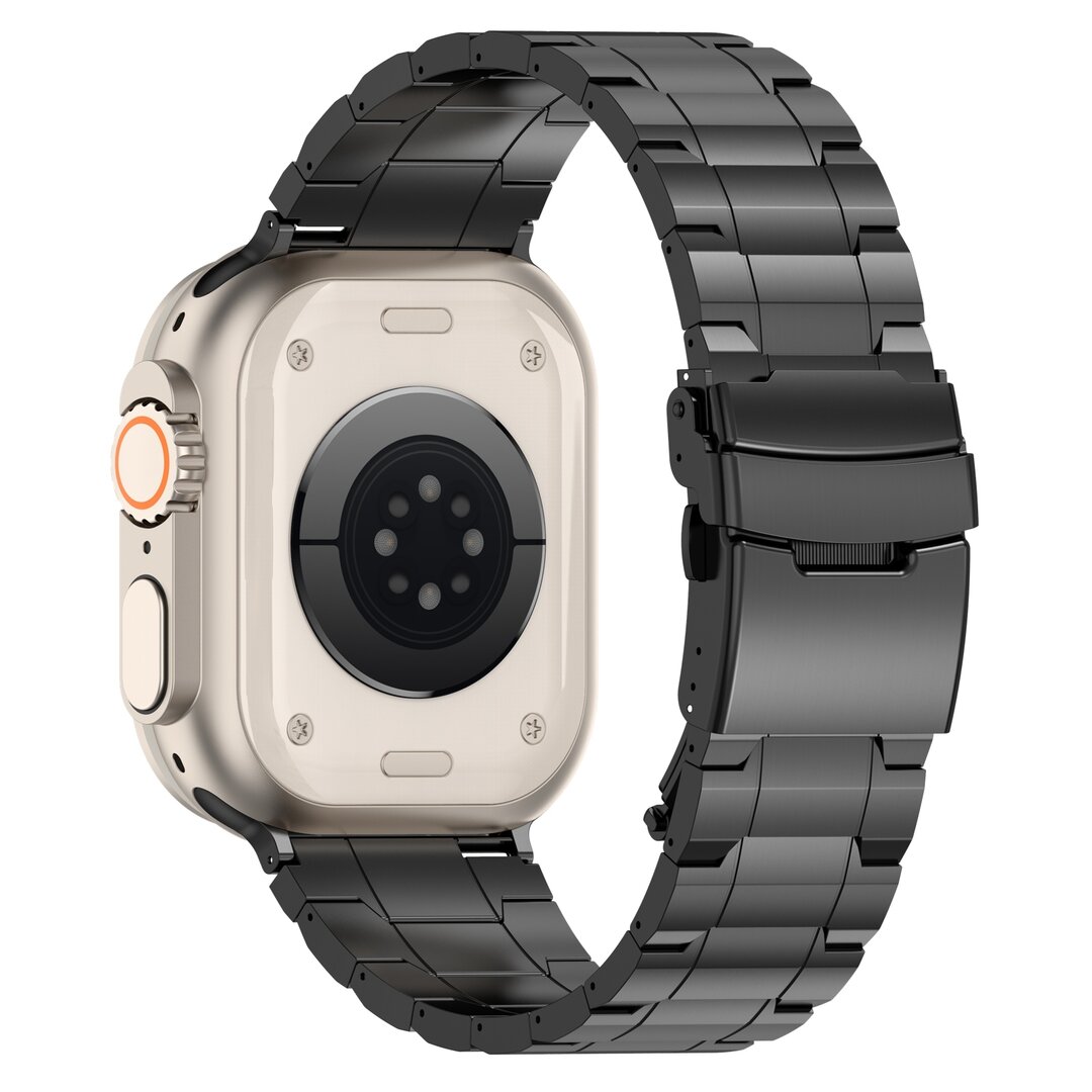 Titanium Premium Link Armband - Schwarz - Geeignet f&uuml;r Apple Watch 44mm / 45mm / 46mm / 49mm