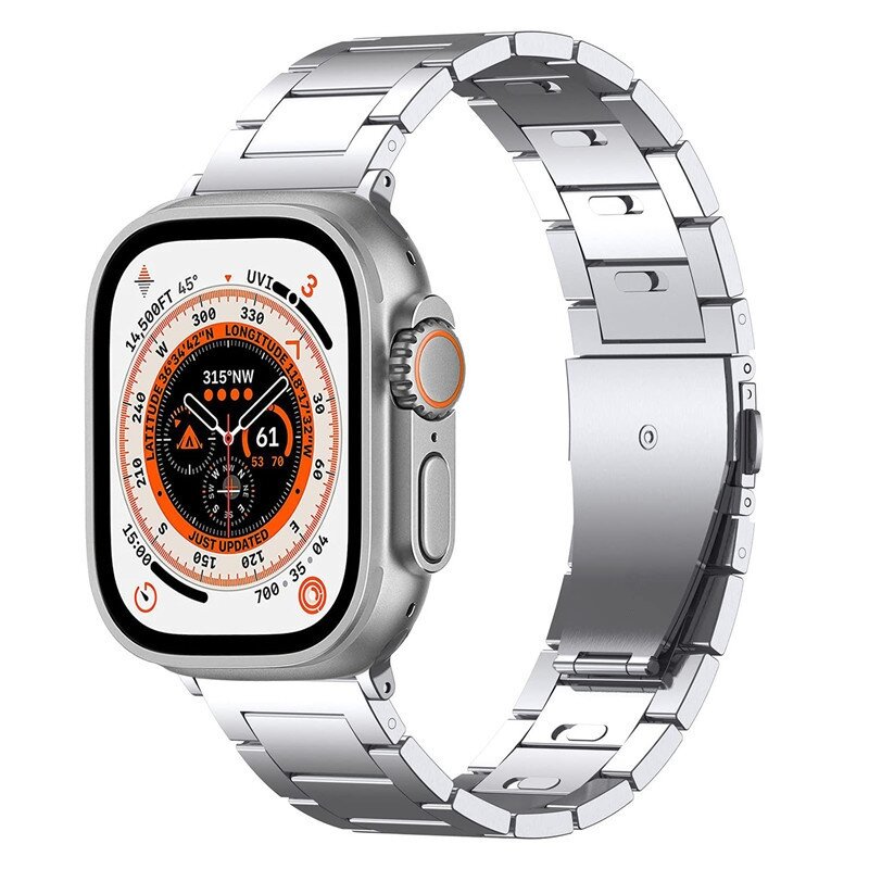 Titaniumband - Silber - Geeignet f&uuml;r Apple Watch 44mm / 45mm / 46mm / 49mm