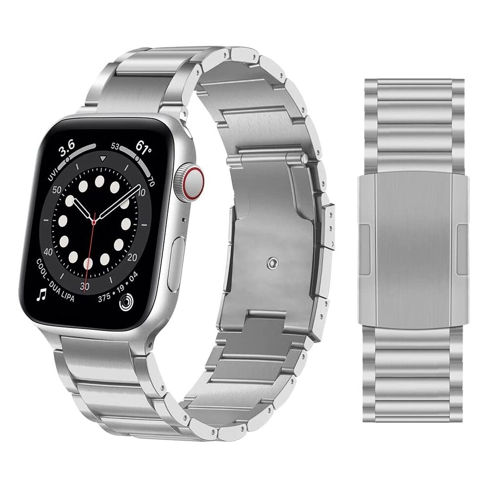Titanium Gliederarmband - Silber - Passend f&uuml;r Apple Watch 44mm / 45mm / 46mm / 49mm