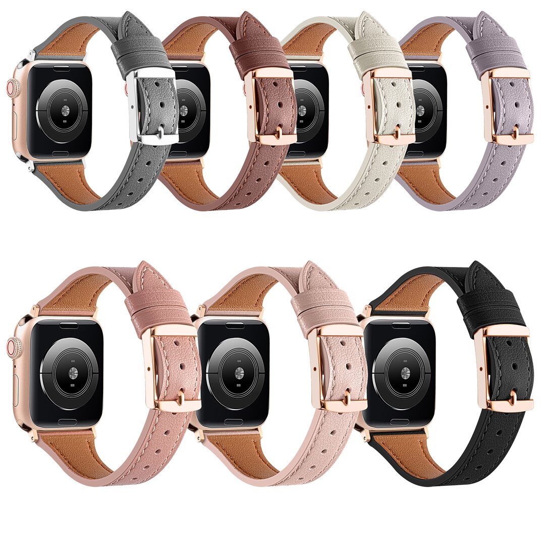 Lederarmband - Hellrosa - Geeignet f&uuml;r Apple Watch 44mm / 45mm / 46mm / 49mm