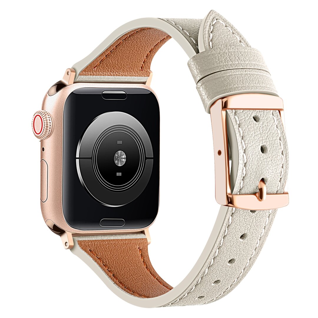 Lederarmband - Cremefarben - Geeignet f&uuml;r Apple Watch 44mm / 45mm / 46mm / 49mm