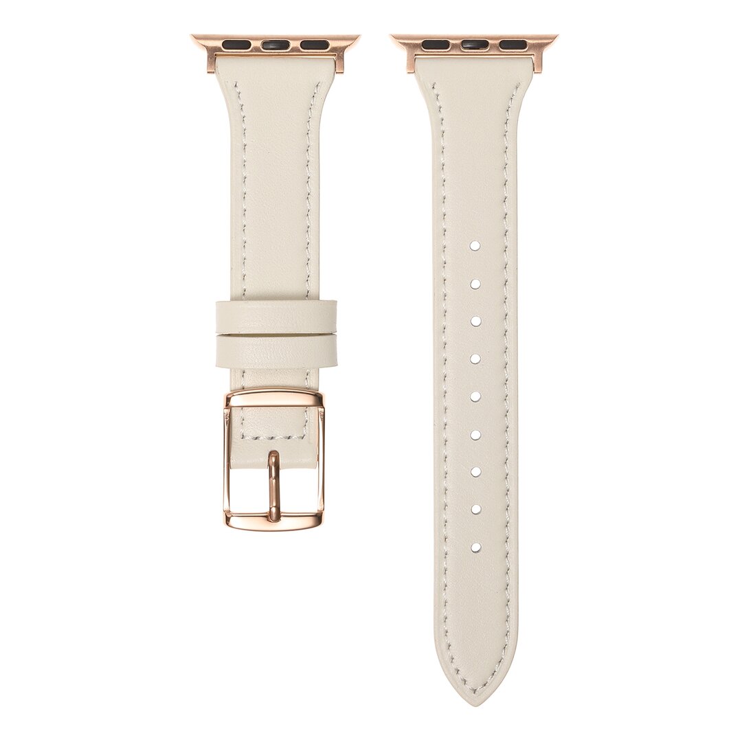 Lederarmband - Cremefarben - Geeignet f&uuml;r Apple Watch 44mm / 45mm / 46mm / 49mm