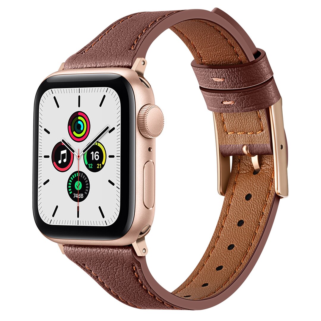 Lederarmband - Braun - Geeignet f&uuml;r Apple Watch 44mm / 45mm / 46mm / 49mm