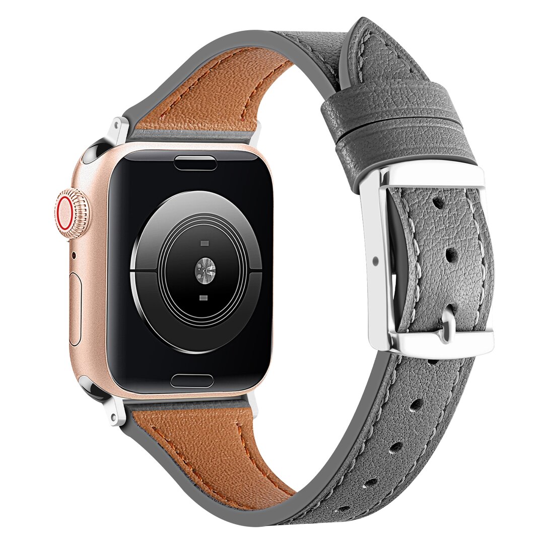 Lederarmband - Grau - Geeignet f&uuml;r Apple Watch 44mm / 45mm / 46mm / 49mm
