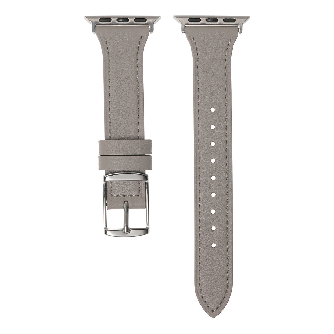 Lederarmband - Grau - Geeignet f&uuml;r Apple Watch 44mm / 45mm / 46mm / 49mm