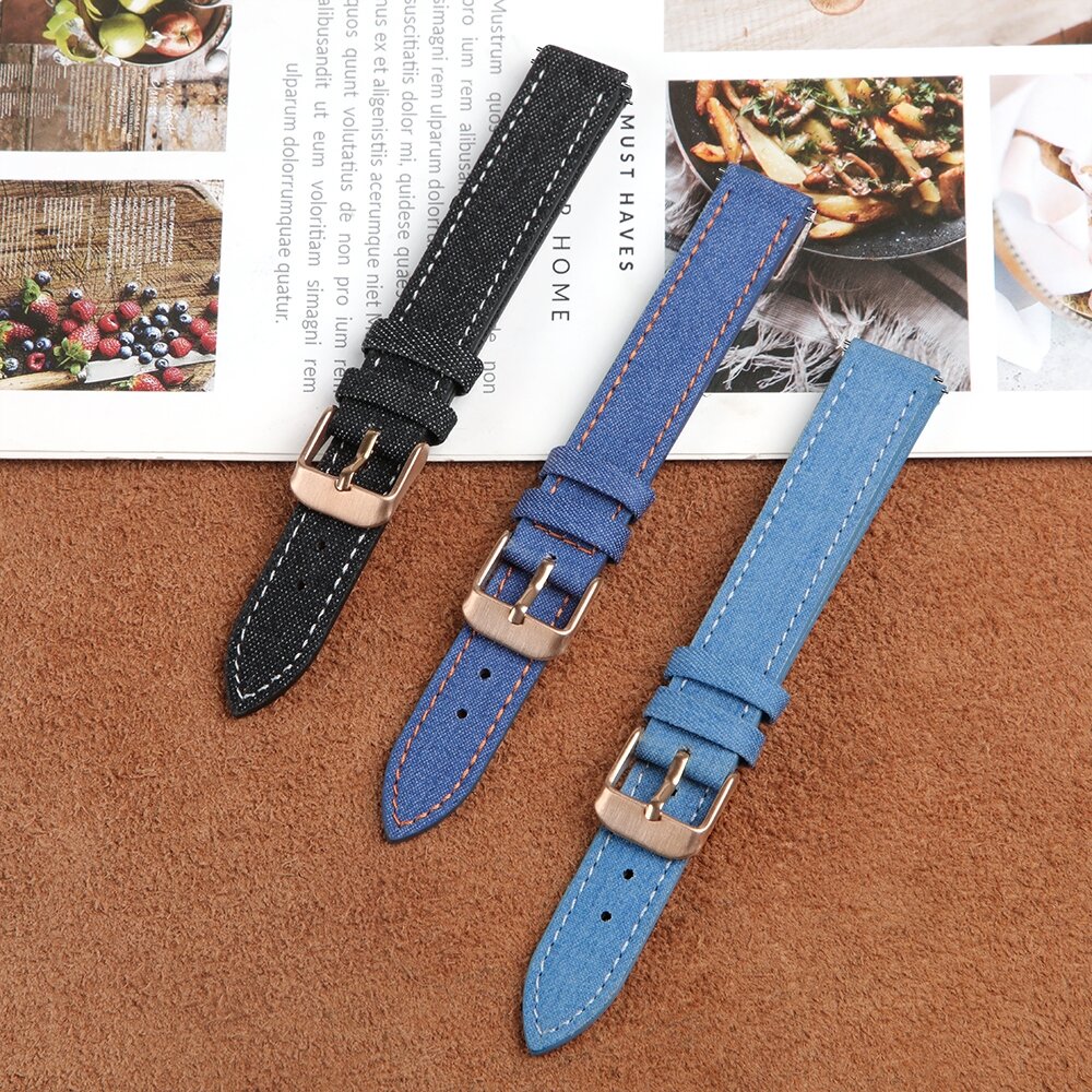 Denim-Lederarmband - Blau - Garmin Lily 2