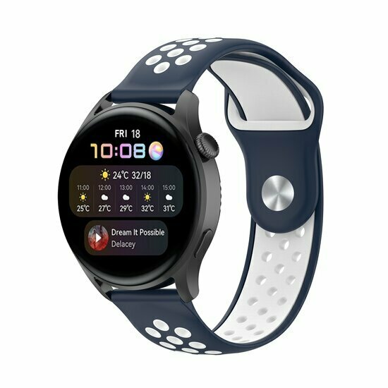 Sport Edition Silikonband - Dunkelblau + Wei&szlig; - Huawei Watch GT 5 (Pro) / GT 4 / GT 3 / GT 2 - 46mm