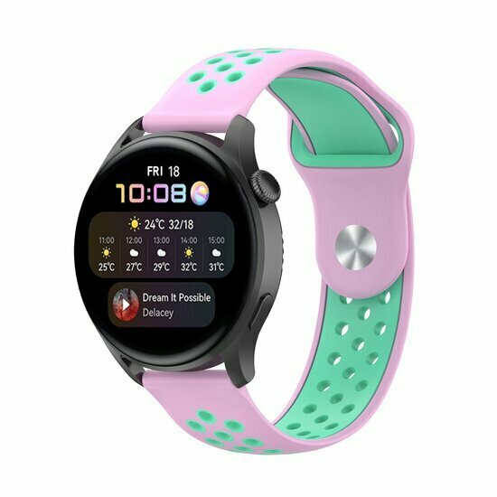 Sport Edition Silikonband - Pink + gr&uuml;n - Huawei Watch GT 5 (Pro) / GT 4 / GT 3 / GT 2 - 46mm