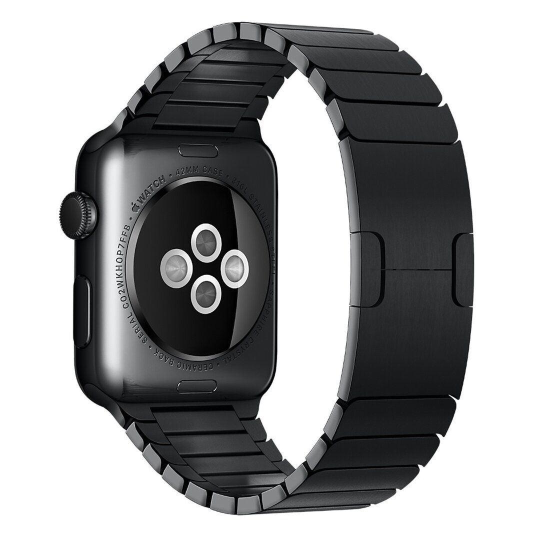 Gliederarmband Edelstahlband - Schwarz - Geeignet f&uuml;r Apple Watch 44mm / 45mm / 46mm / 49mm