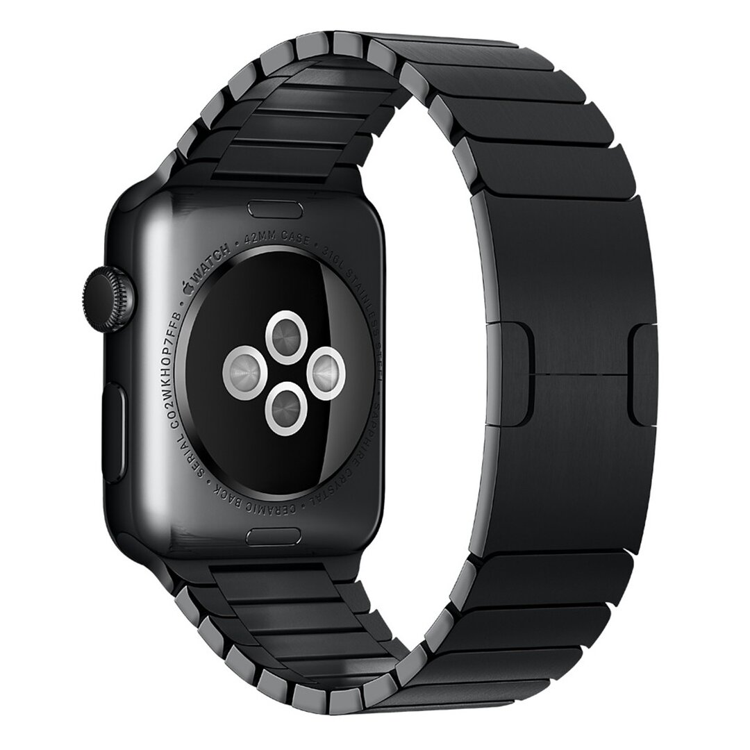 Gliederarmband Edelstahlband - Schwarz - Geeignet f&uuml;r Apple Watch 38mm / 40mm / 41mm / 42mm
