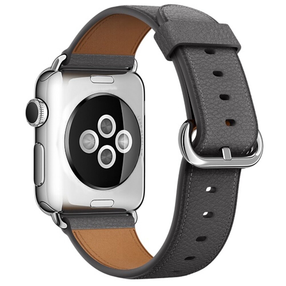 Klassisches Lederarmband - Grau - Geeignet f&uuml;r Apple Watch 38mm / 40mm / 41mm / 42mm