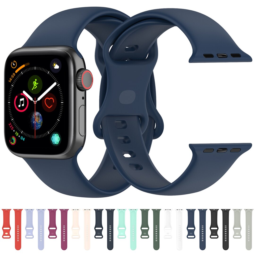 Silikon-Sportband - Grau - Gr&ouml;&szlig;e: S/M - Geeignet f&uuml;r Apple Watch 44mm / 45mm / 46mm / 49mm