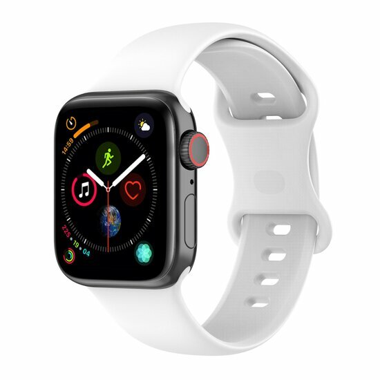 Silikon-Sportband - Wei&szlig; - Gr&ouml;&szlig;e: S/M - Geeignet f&uuml;r Apple Watch 44mm / 45mm / 46mm / 49mm
