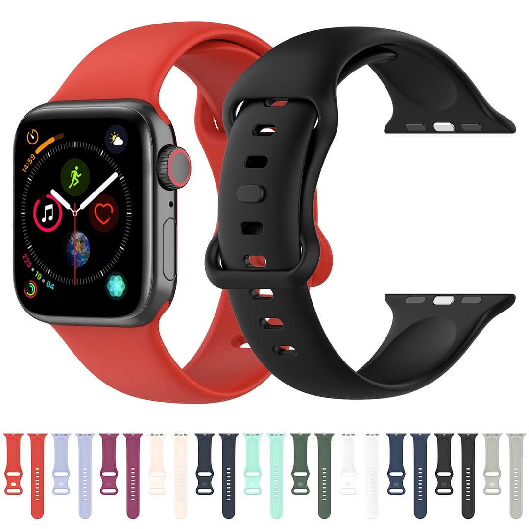 Silikon-Sportband - Wei&szlig; - Gr&ouml;&szlig;e: S/M - Geeignet f&uuml;r Apple Watch 44mm / 45mm / 46mm / 49mm