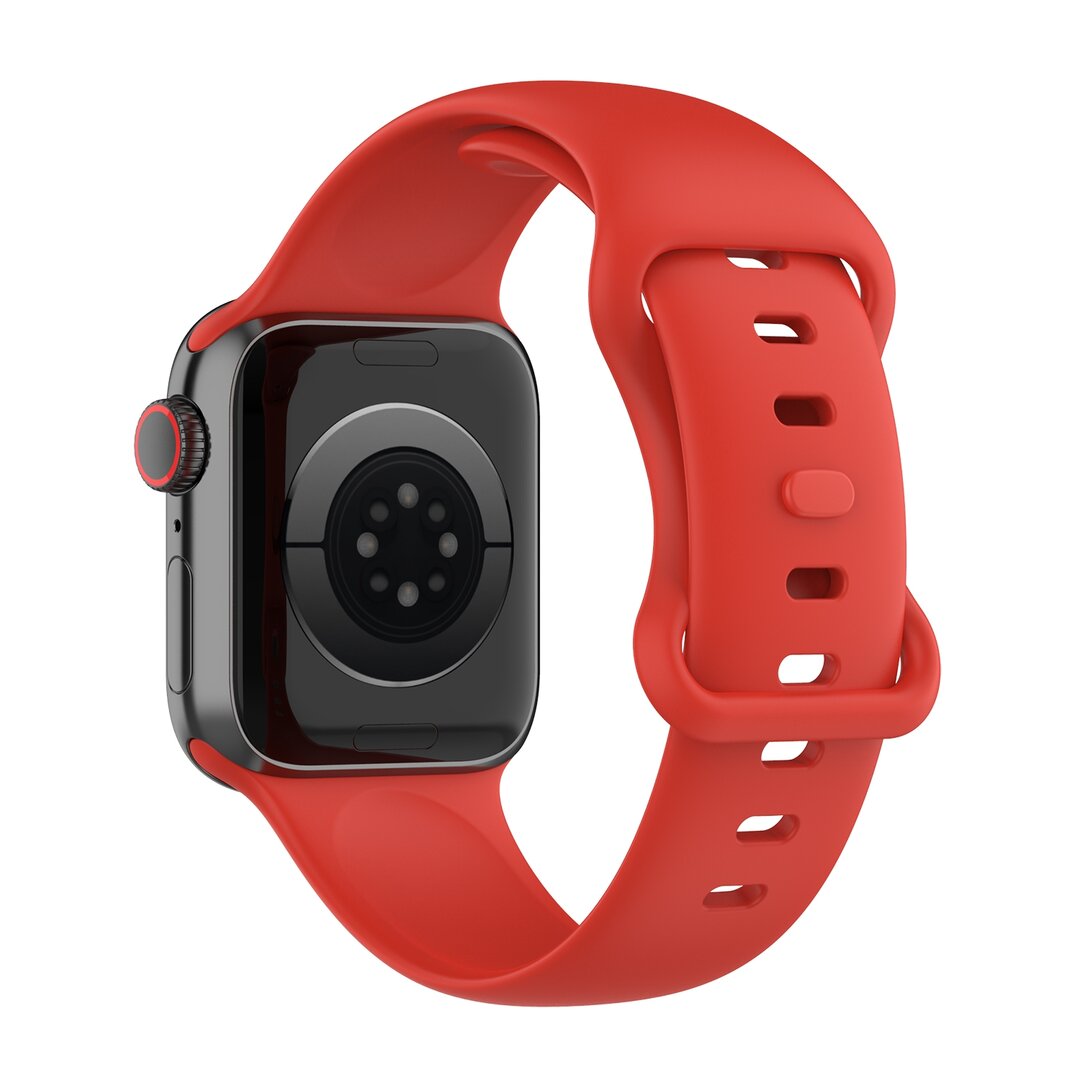 Silikon-Sportband - Rot - Gr&ouml;&szlig;e: S/M - Geeignet f&uuml;r Apple Watch 38mm / 40mm / 41mm / 42mm